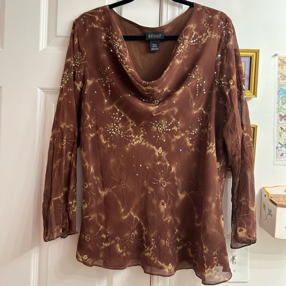 Vintage Silk cowl neck Y2K fairy top from Lanr Bryant size 18/20